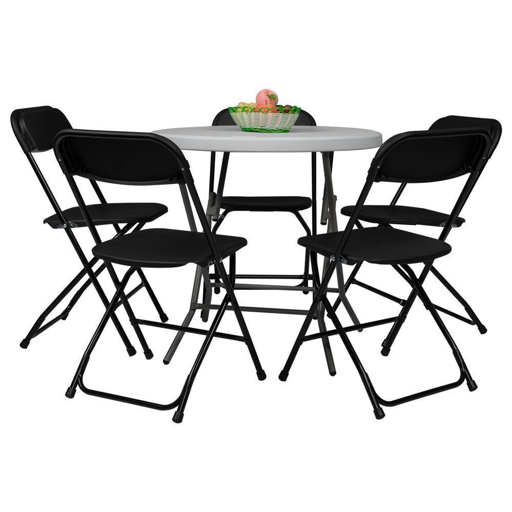 12 PCS Folding Plastic Chair Wedding Party Outdoor Indoor 360 LBS Capacity Black