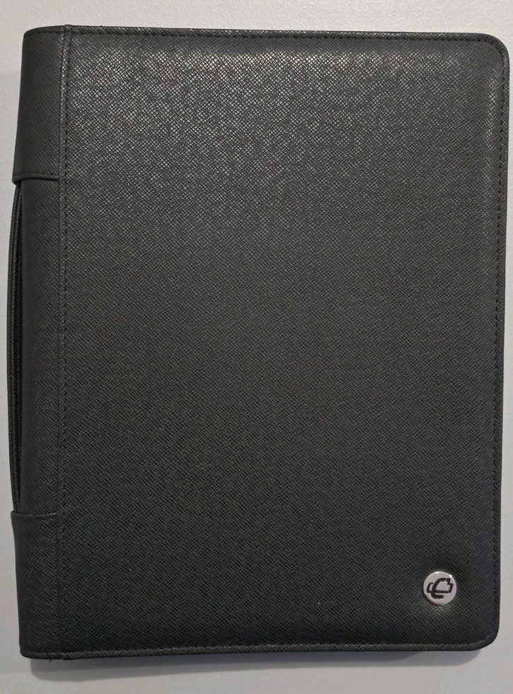 Unbranded Black Saffiano Faux Leather 3-Ring Zipper Binder Portfolio Padfolio