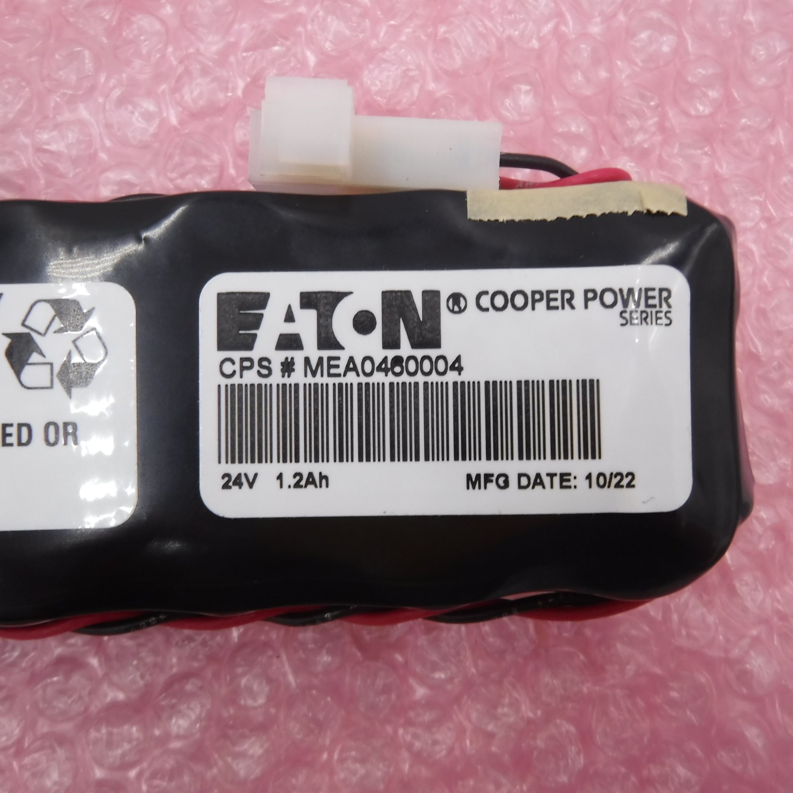 Eaton Cooper Power Series 24V 1.2AH Nickel Cadmium Battery MEA0460004