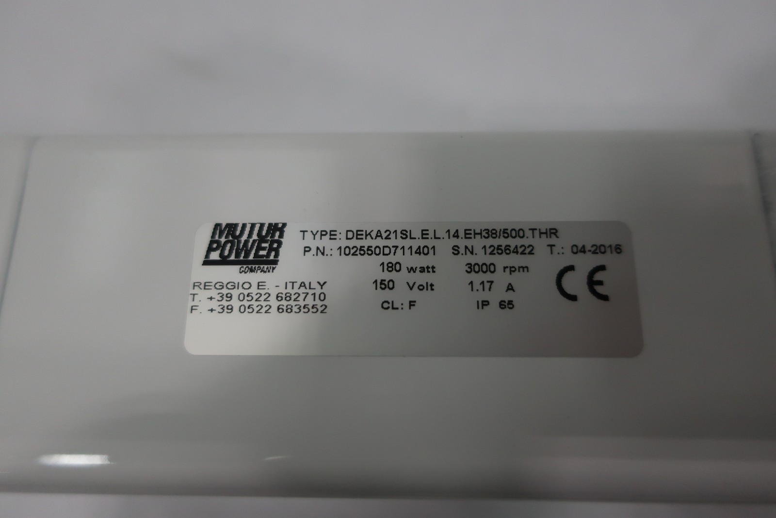 Motor Power Company Deka21sl.e.l.14.eh38/500 Servo Motor 180w 3000rpm 150v-ac