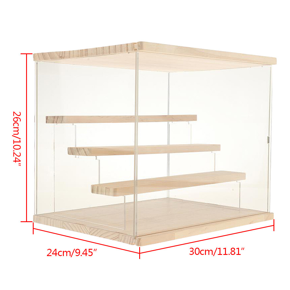 4-Tiers Large Acrylic Display Case Storage Wood Box Display Shelf 30.5 *24*26cm
