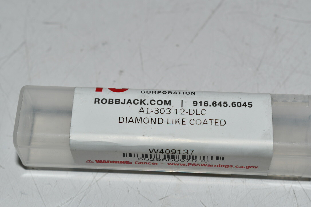 NEW ROBBJACK A1-303-12-DLC 0.375-in Dia 3-Flute End Mill, 1-in LOC, 0.375-in Sha