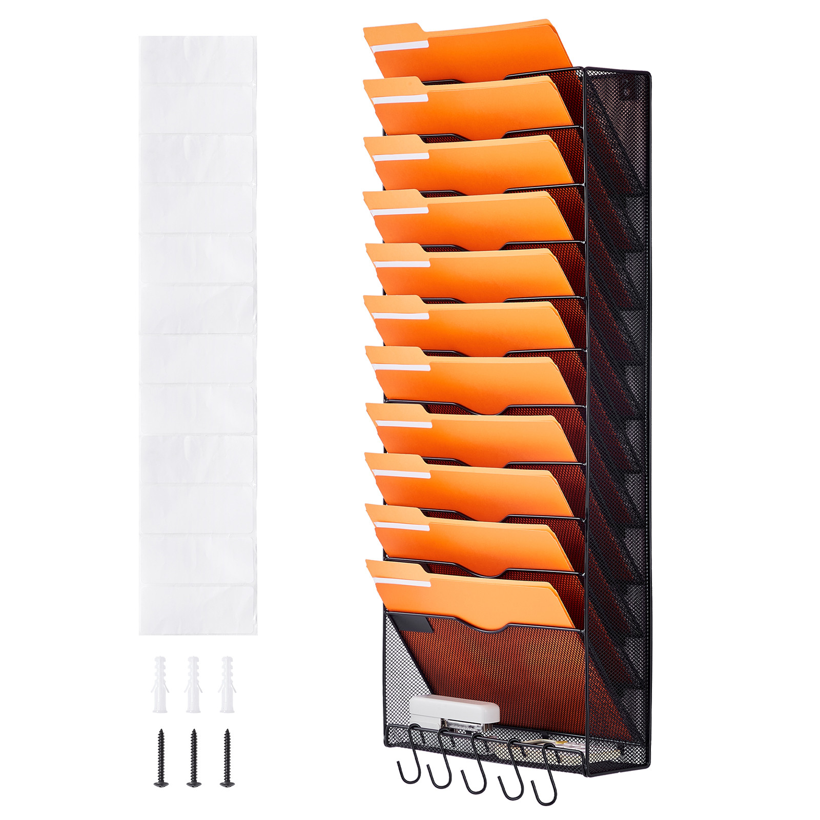 File Wall Rack Mesh Wall File Holder 1-Piece 12 Pockets for Office/School