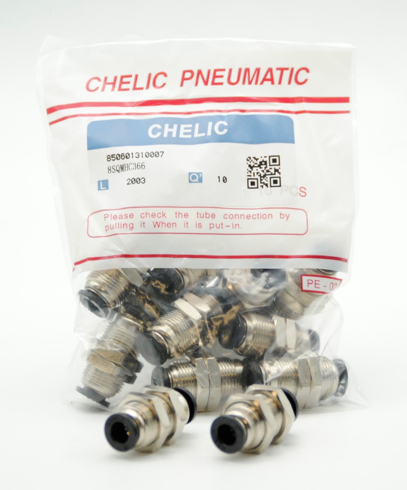 CHELIC SQMH-C3 6-6 Bulkhead union Push to connect Fitting (10 PCS PER BAG)