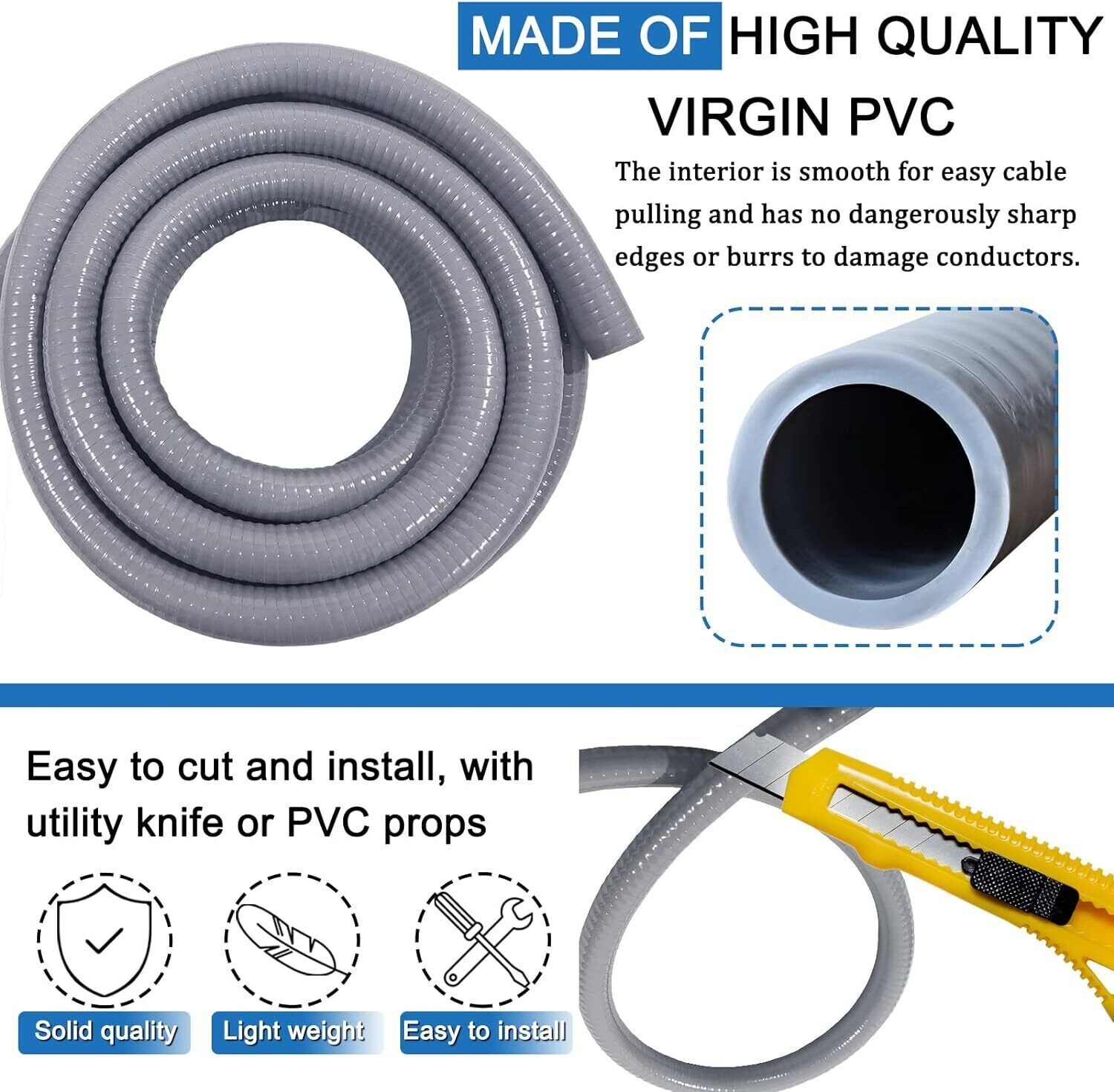3/4″ 25ft Electrical Conduit Kit – Flexible Non-Metallic Liquid-Tight Conduit