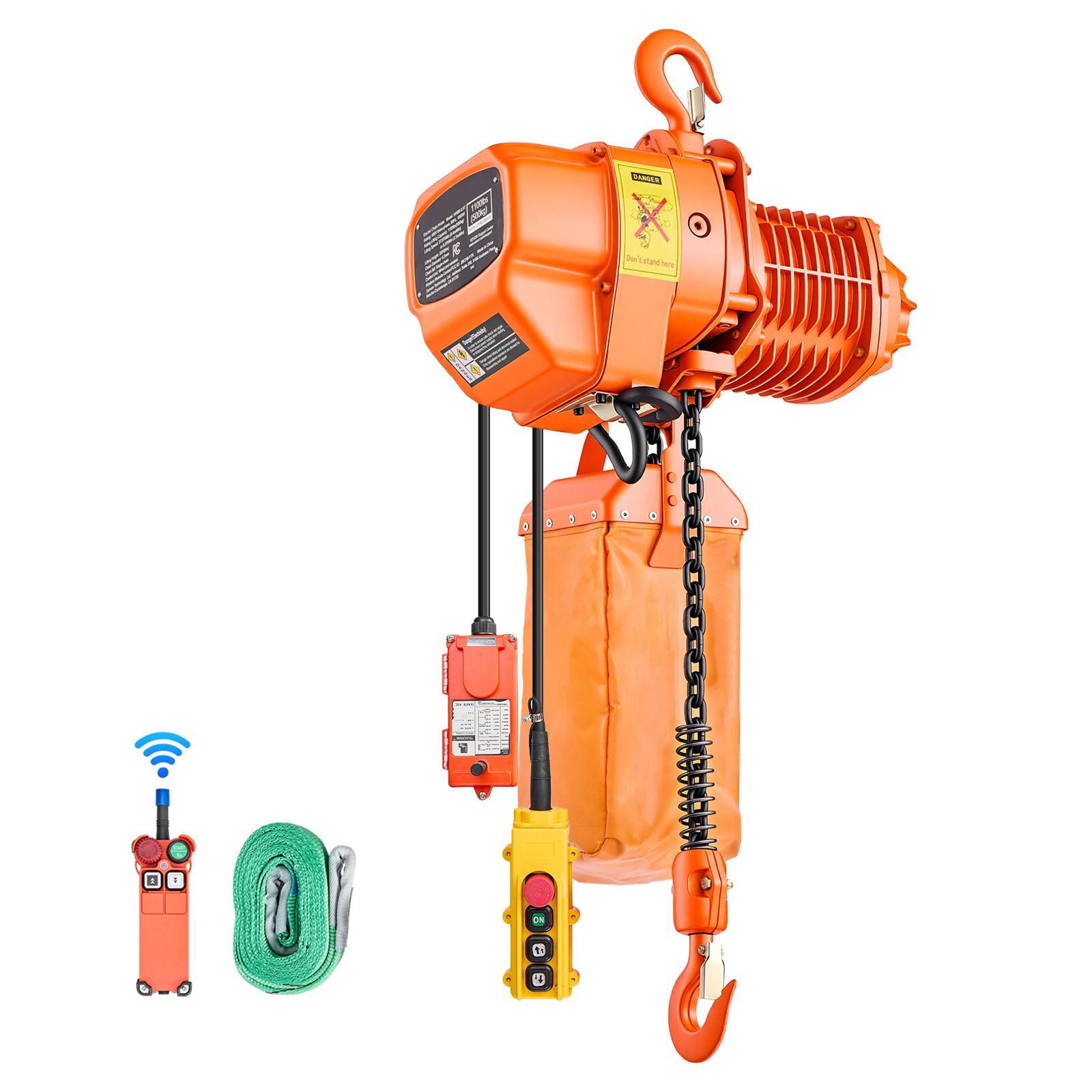 Uimoso 2-in-1 Electric Chain Hoist, 1100 lbs Capacity, Three-Phase, 20 ft Lift