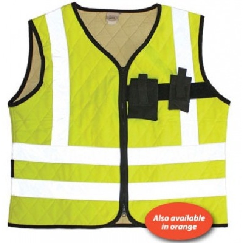 NWT Cool Medics Yellow & Gray Reflective Safety Contractor Cooling Vest 2XL