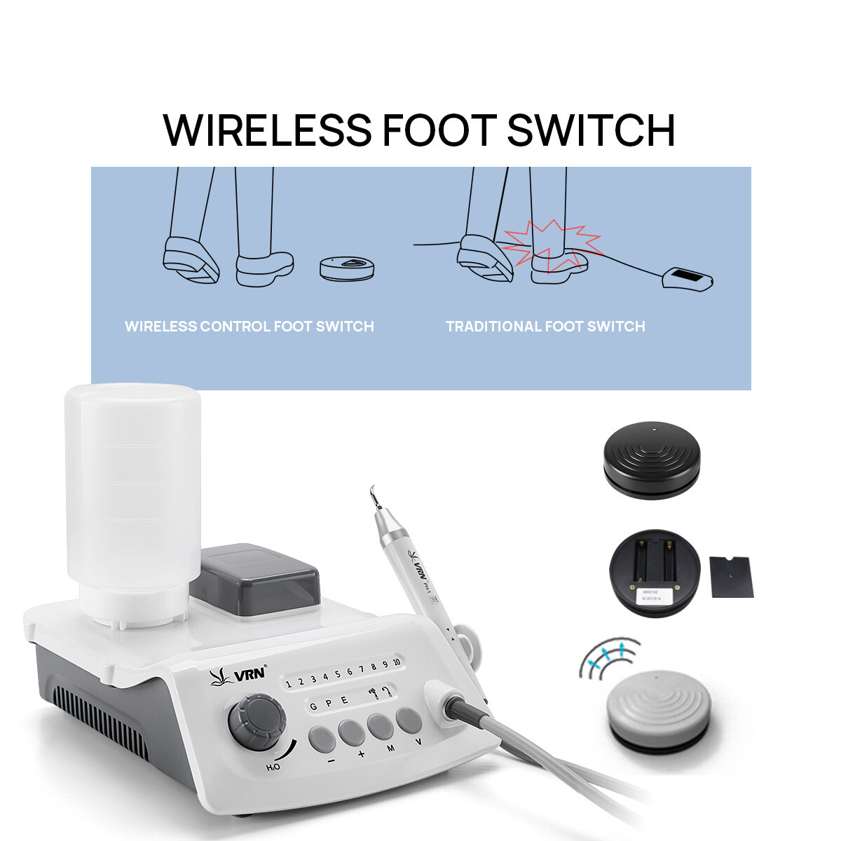 Dental WIRELESS CONTROL LED Ultrasonic Scaler / LED Detachable Handpiece VRN-A8