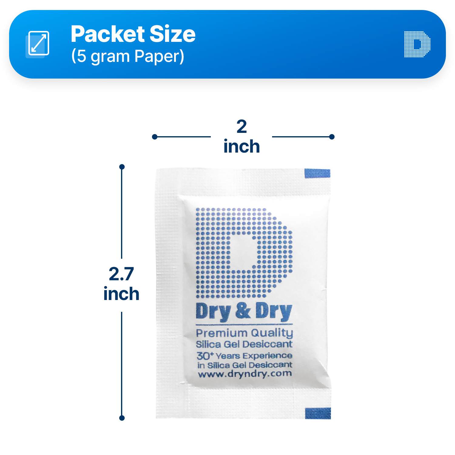 5 gram X 30 PK “Dry & Dry” Silica Gel Desiccant Packets(Reusable)-FDA Compliant