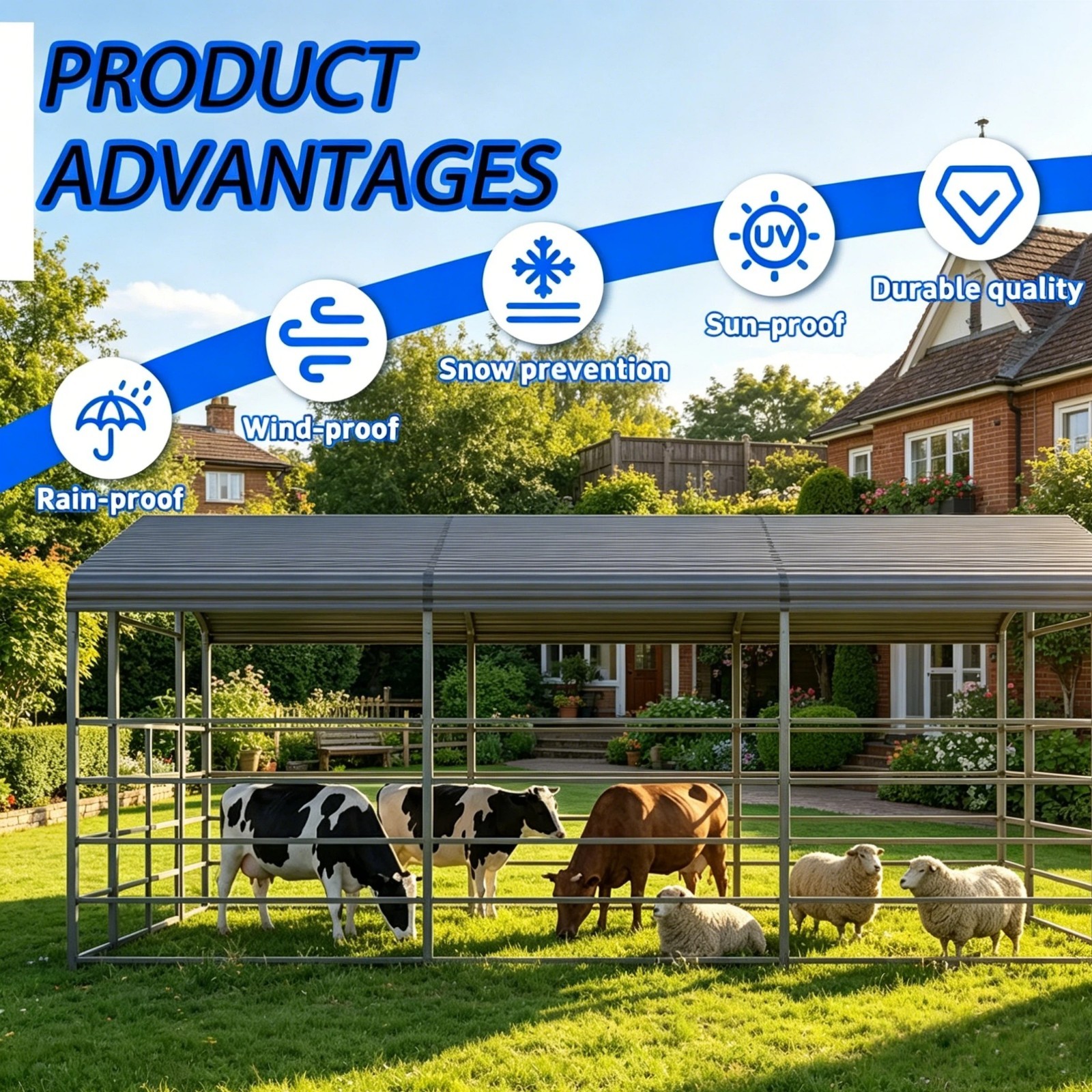 New 13×20FT Metal Livestock Shed Steel Shelter Cowshed for Farm Animal USA Stock