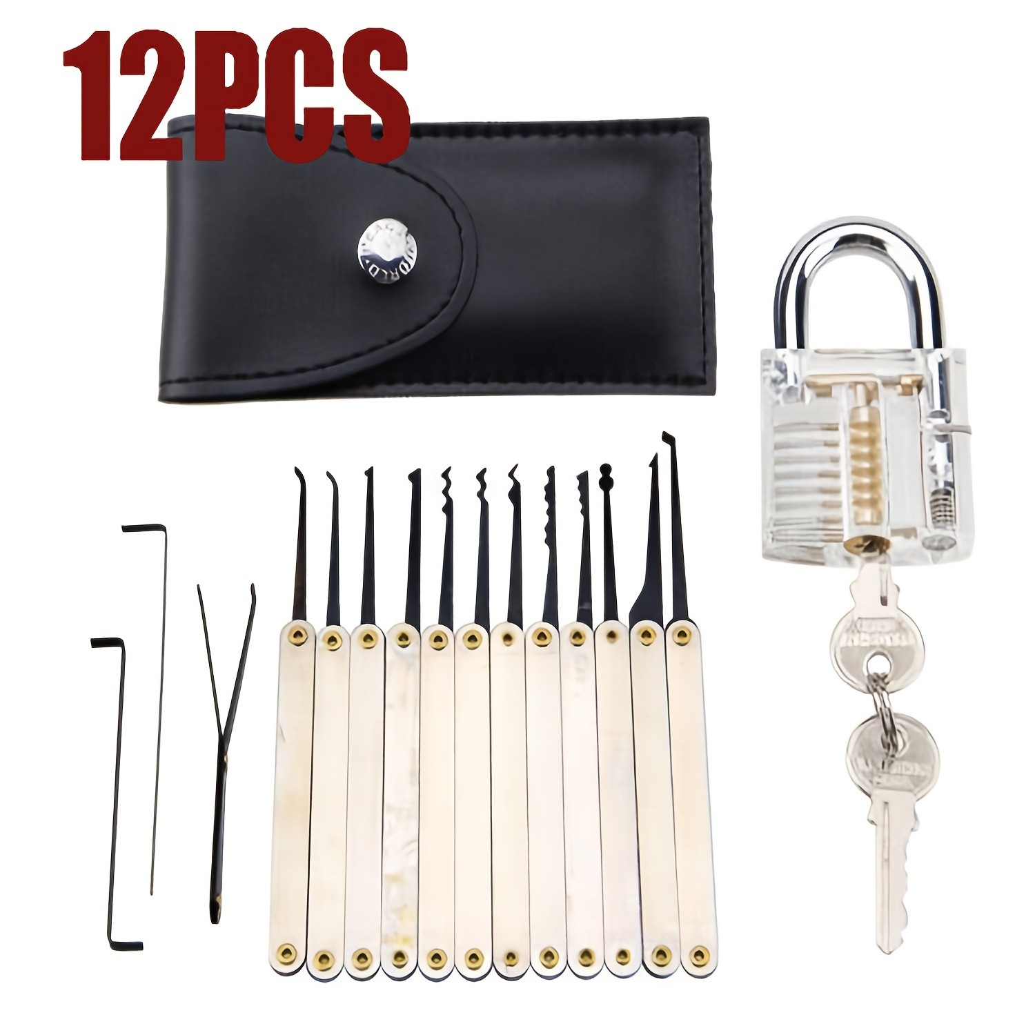 1 Set Transparent Acrylic Practice Padlock Model for Lock Mechanism Training Kit