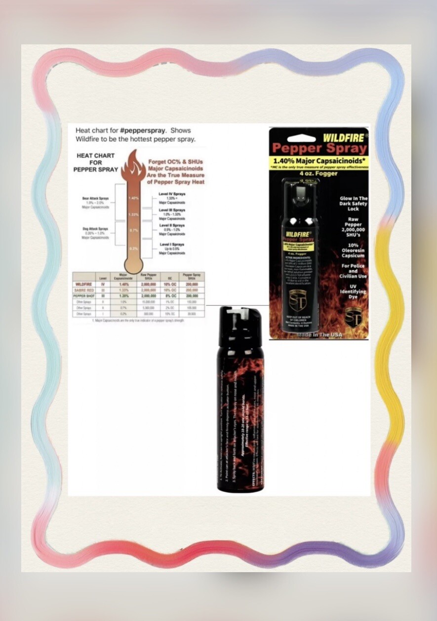 WILDFIRE Pepper Spray FOGGER Police HOME Mobile Women Self Defense 4oz GLOW CAP
