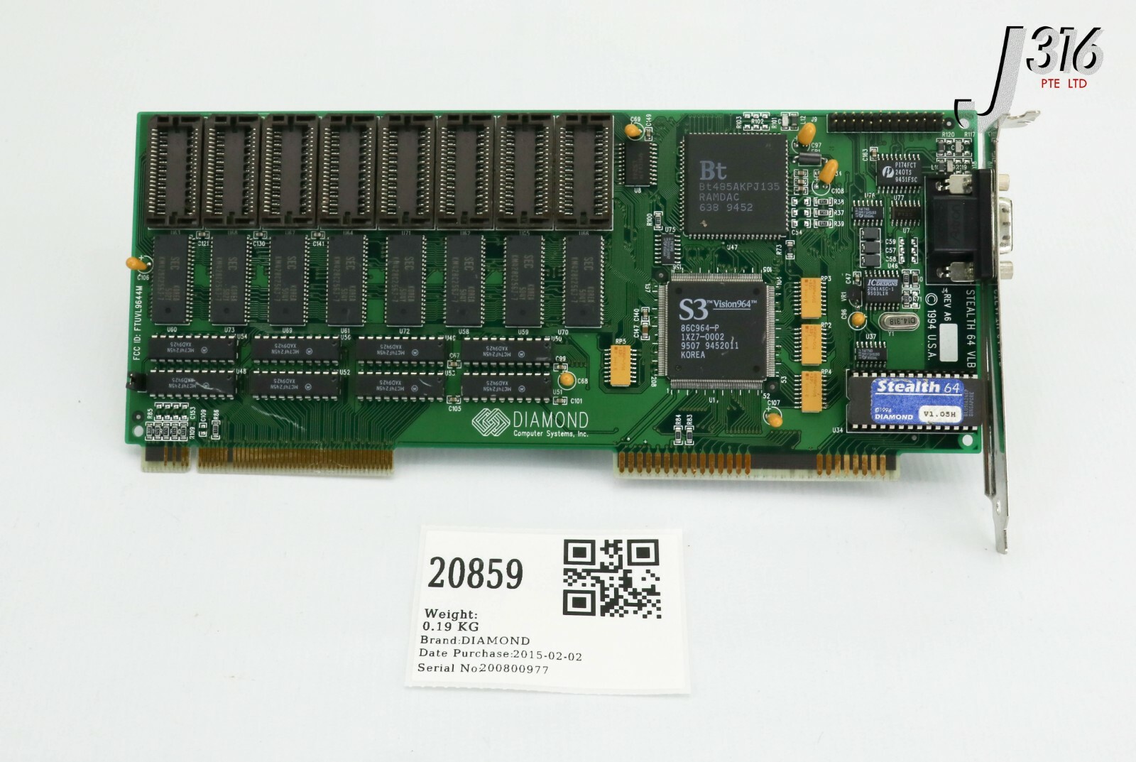 20859 DIAMOND PCB VL-BUS WINDOWS GUI ACCELERATOR FTUVL9644M STEALTH 64 VLB