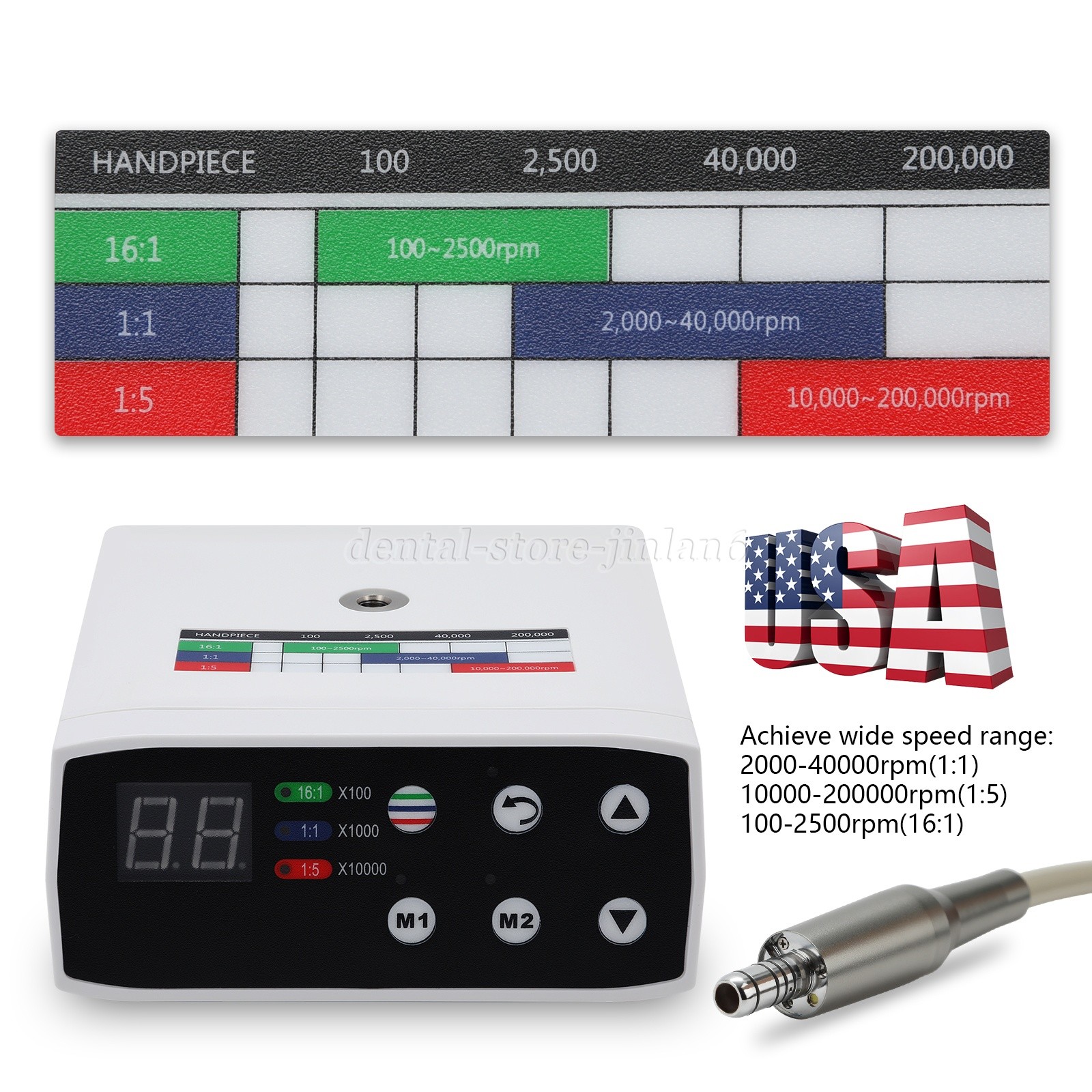 Dental Brushless LED Electric Micro Motor/1:5 Increasing LED Handpiece