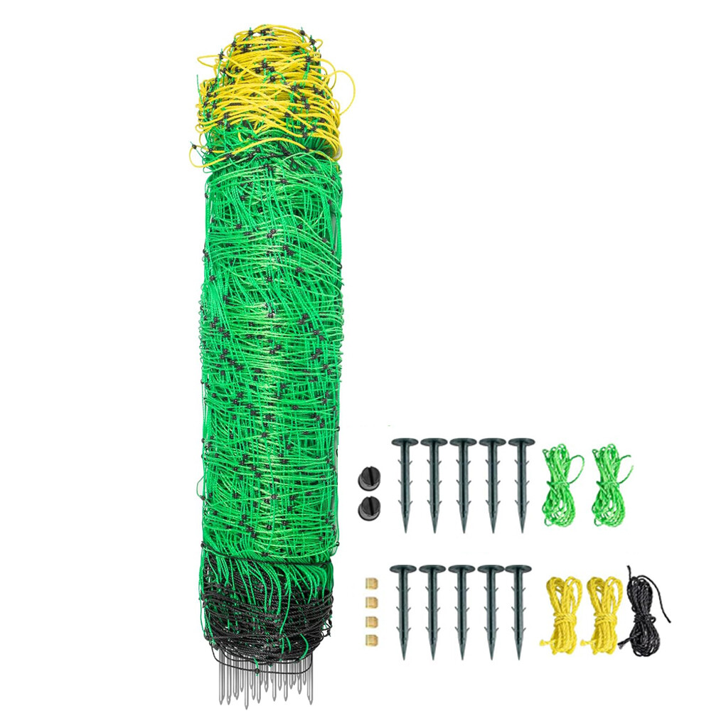 Electric Netting Fence Mesh Kit Deer Fencing 47″ H x 164′ L with Posts Spike