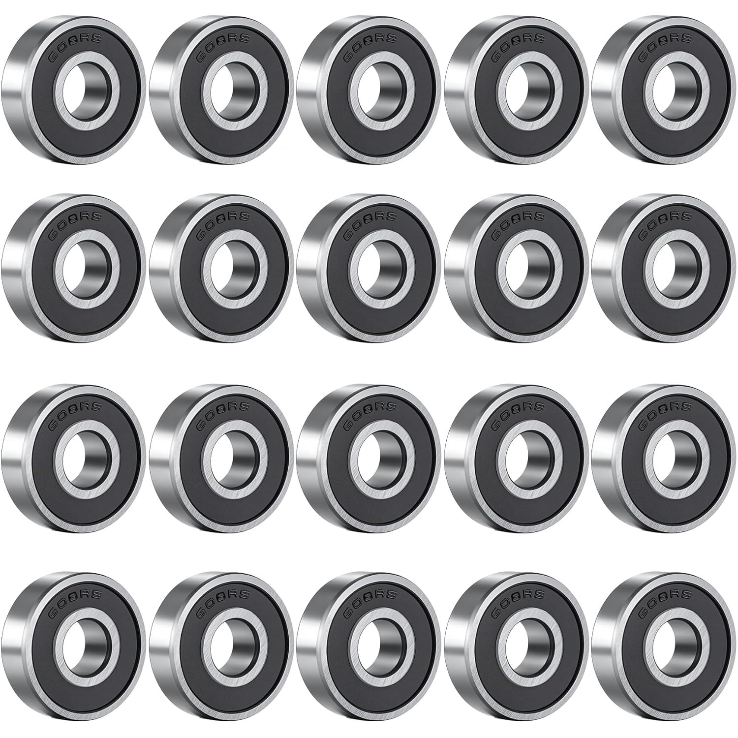 20 PCs Ball Bearings 8X22X7Mm Double Rubber Sealed Miniature Deep Groove 608-2RS