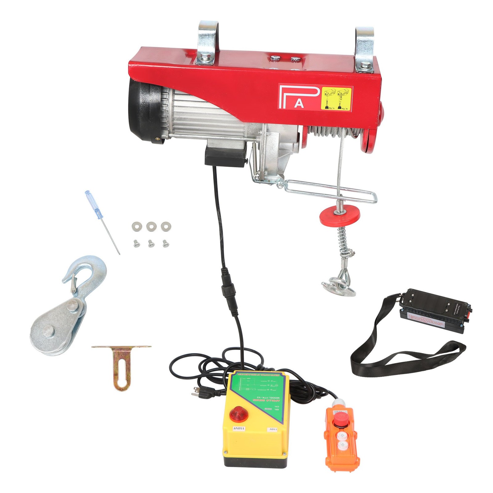 2200lbs Electric Hoist 328ft Wireless & 14ft Wired Remote Control 1600W 110V