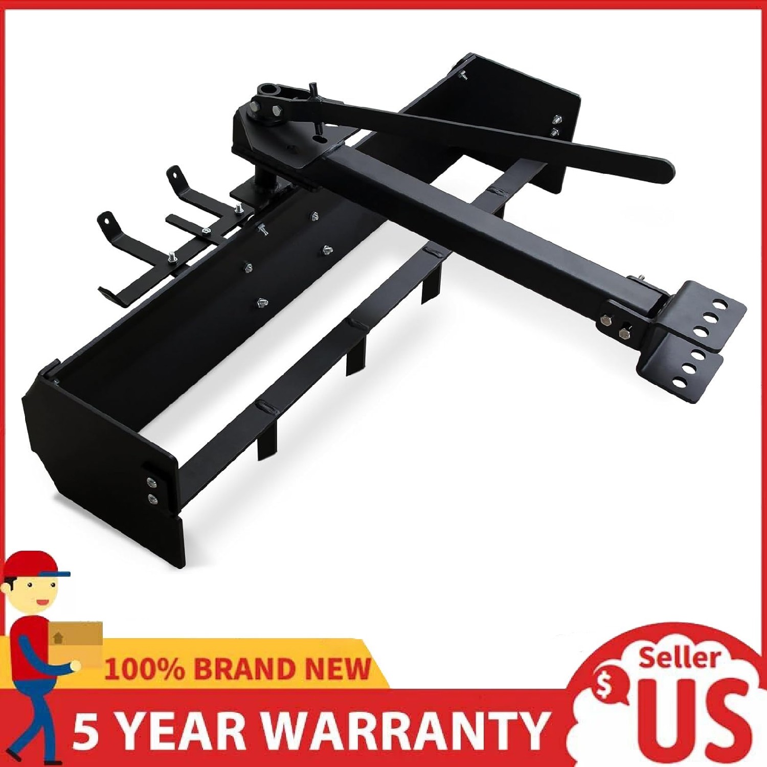 42″ Tow Behind Box Scraper ,Steel Lawn Tractor Attachment, Box Blade Hitch Tow