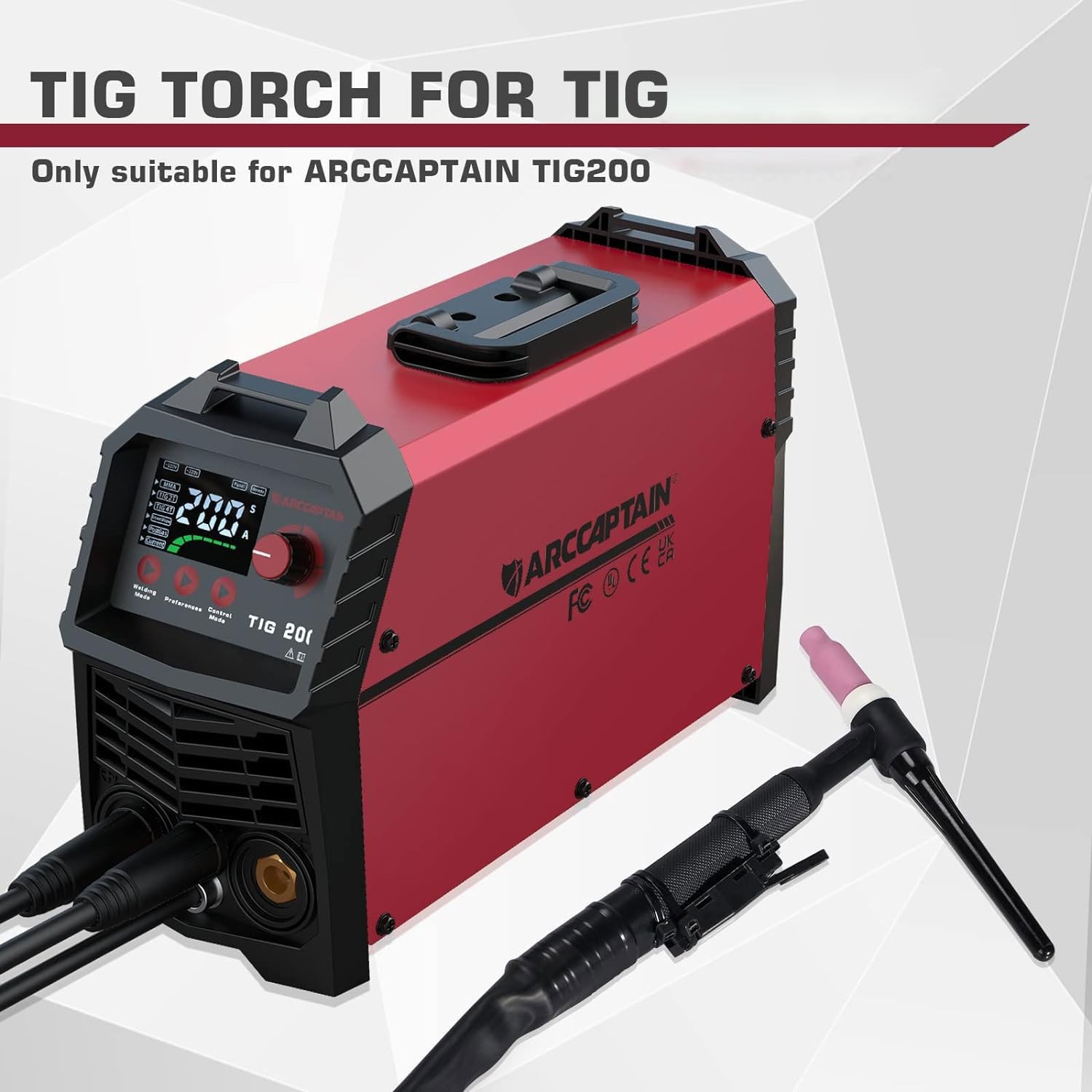 ARCCAPTAIN High Frequency Air Cooled TIG200 DC TIG Torch 13-FT 150 Amps Gun