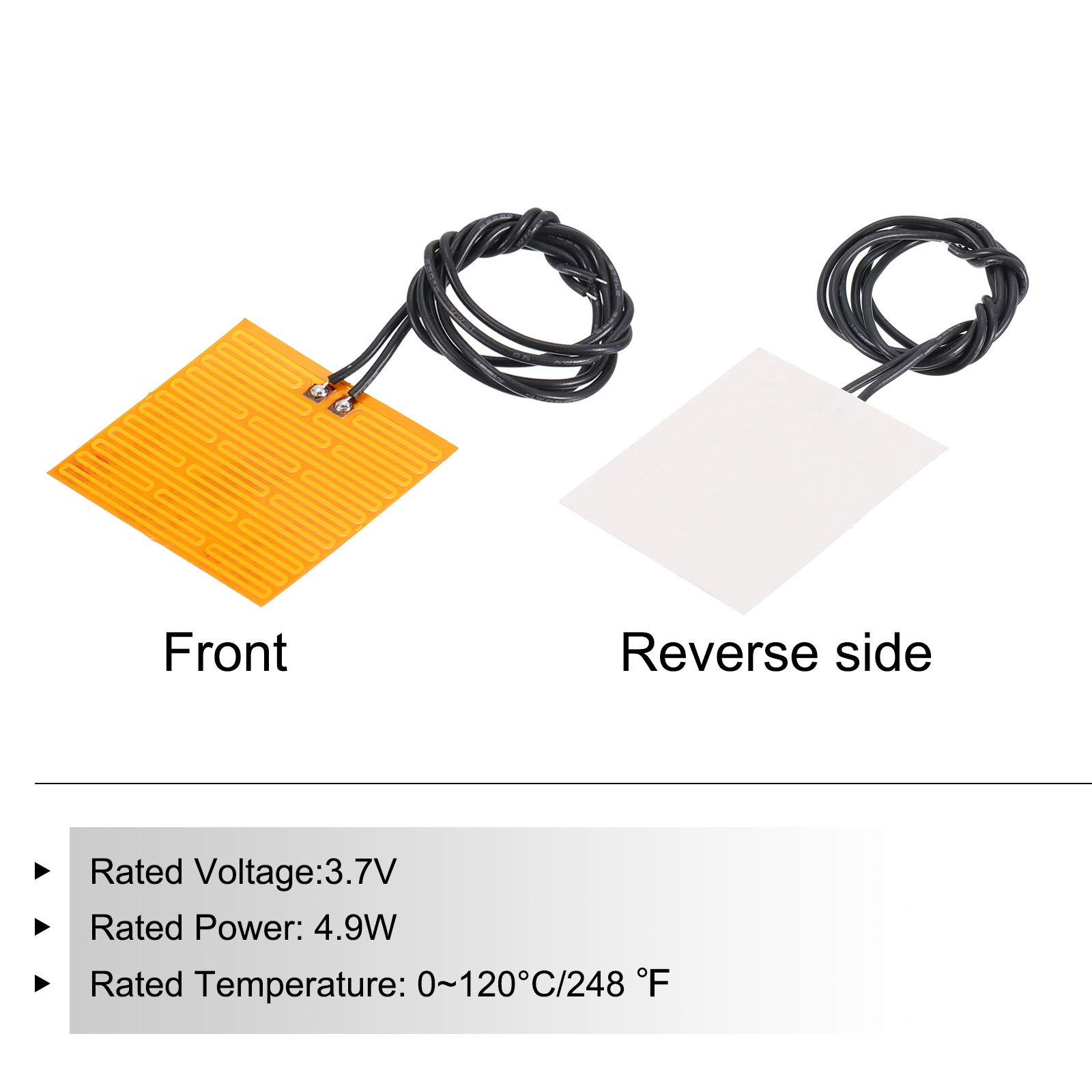 4 x Heater Film Heating Plate 4.9W 3.7V Polyimide Adhesive Heat Pad 36mmx24mm
