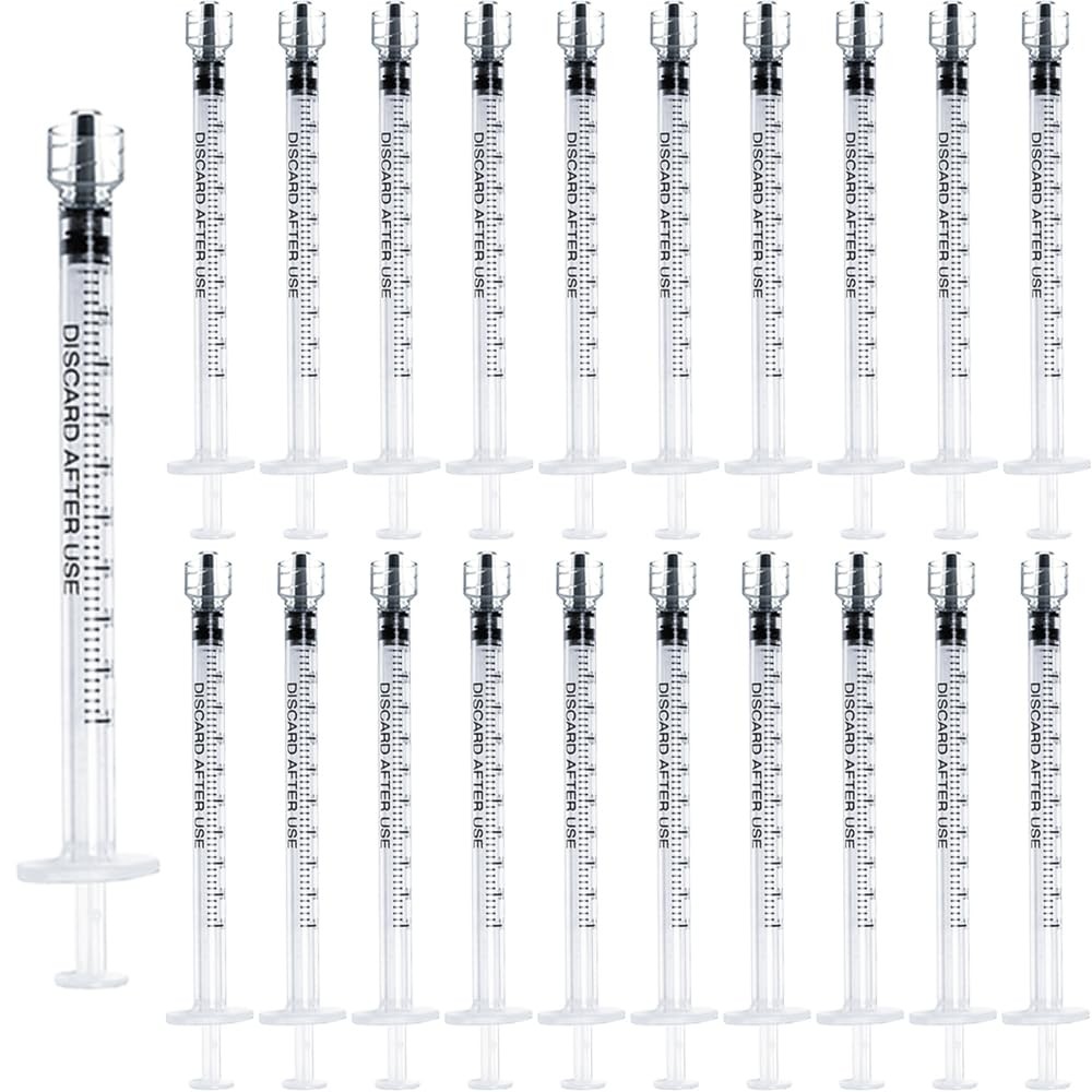 20 Pack 1mL Luer Lock Syringes without Needle, 1 ml cc Disposable Syringe