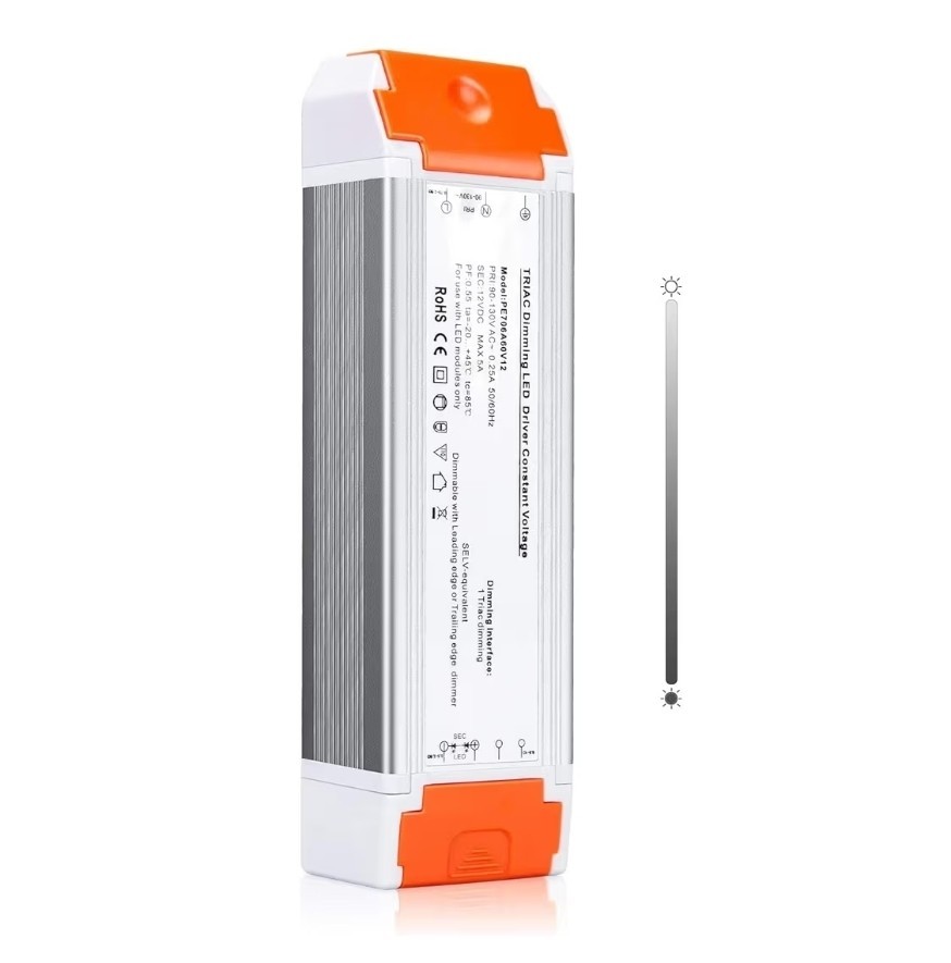 LEDMO Dimmable LED Driver 12V DC 60W Quiet Operation Universal Regulated 12V Tra