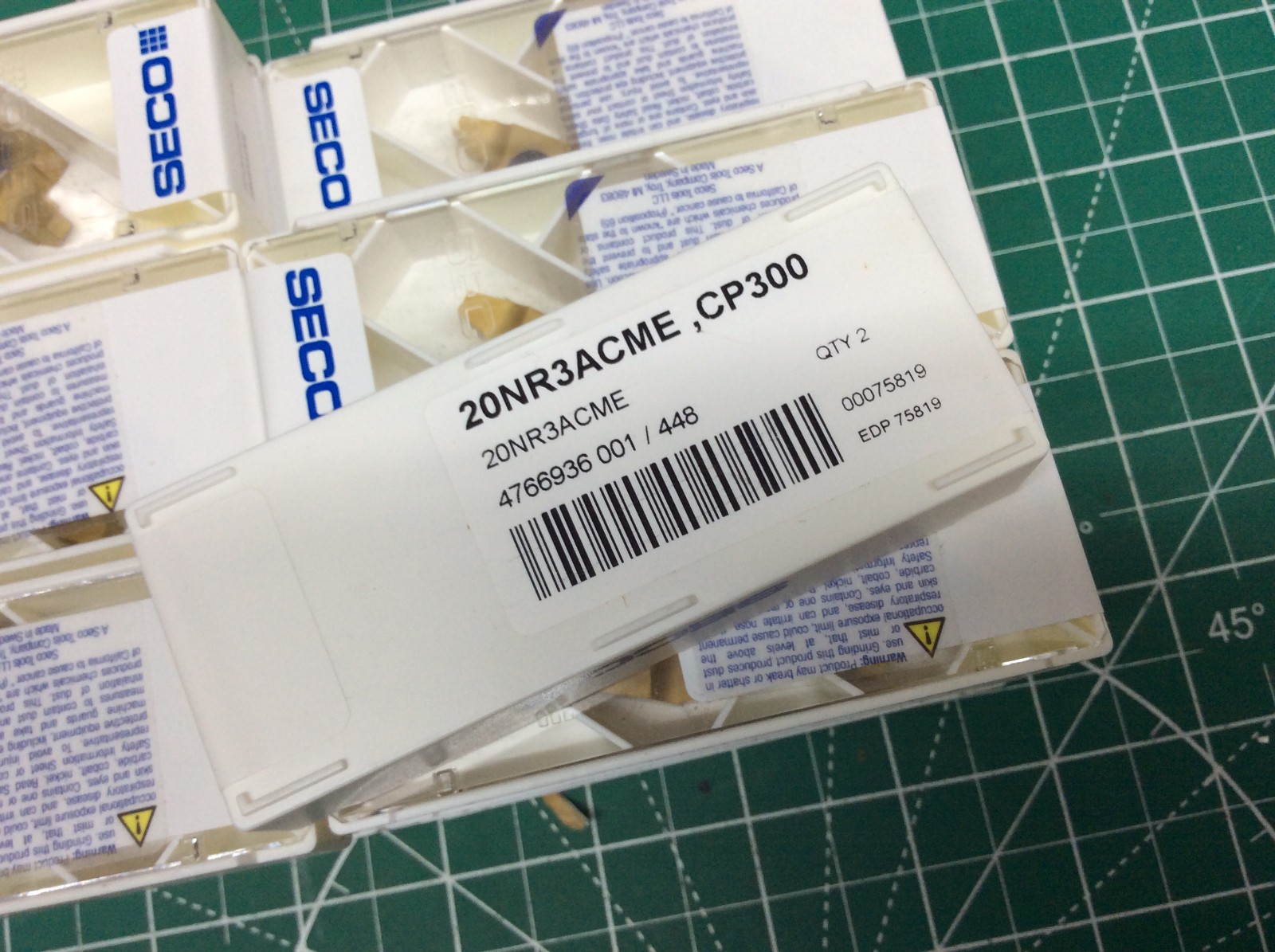 12 pc SECO 20NR3ACME CP300 ACME Thread Carbide Inserts EDP 75819 New (132)