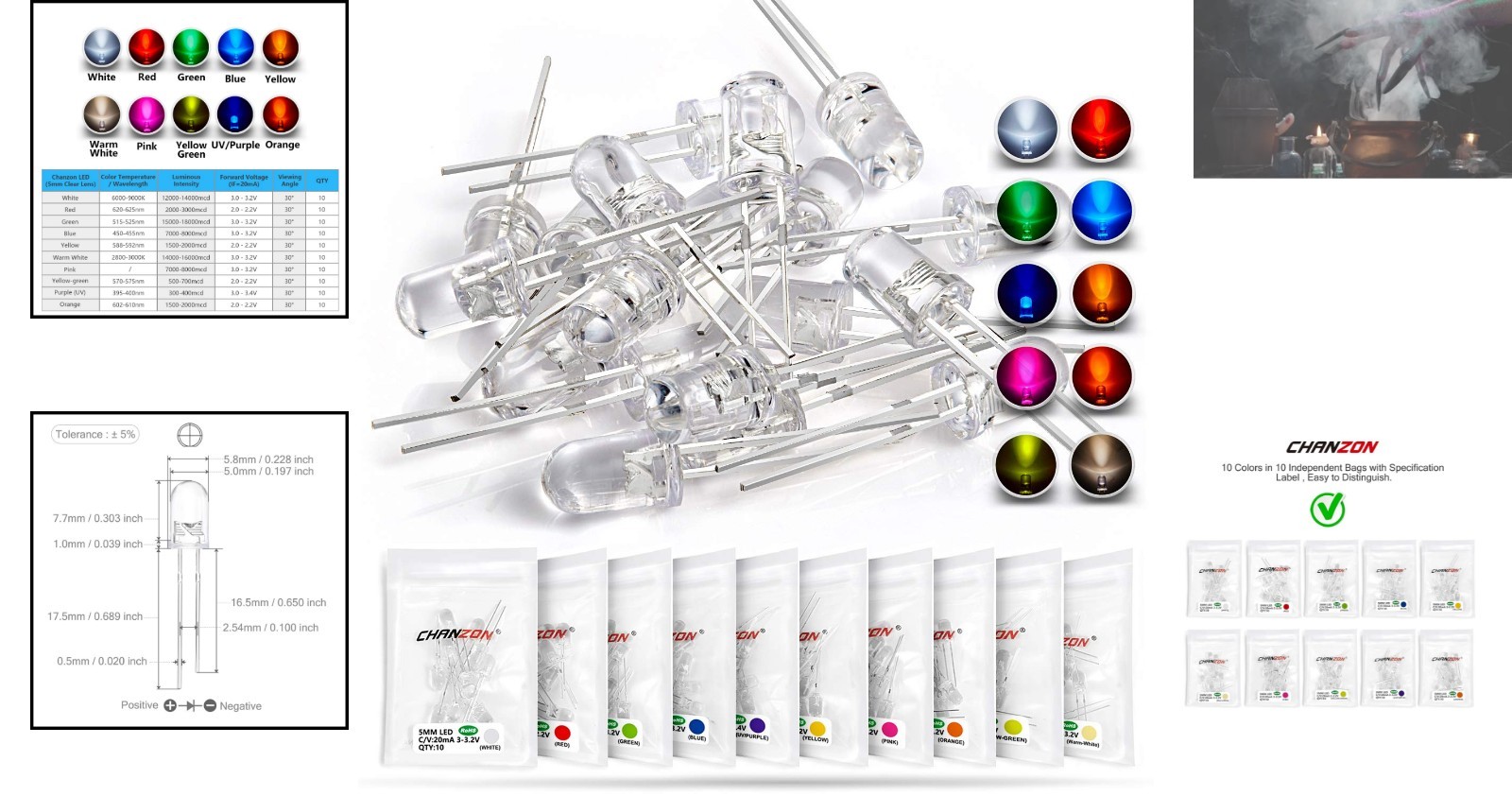 DIY Friendly 100pc 5mm LED Diodes – Assorted Colors for Creative Illumination