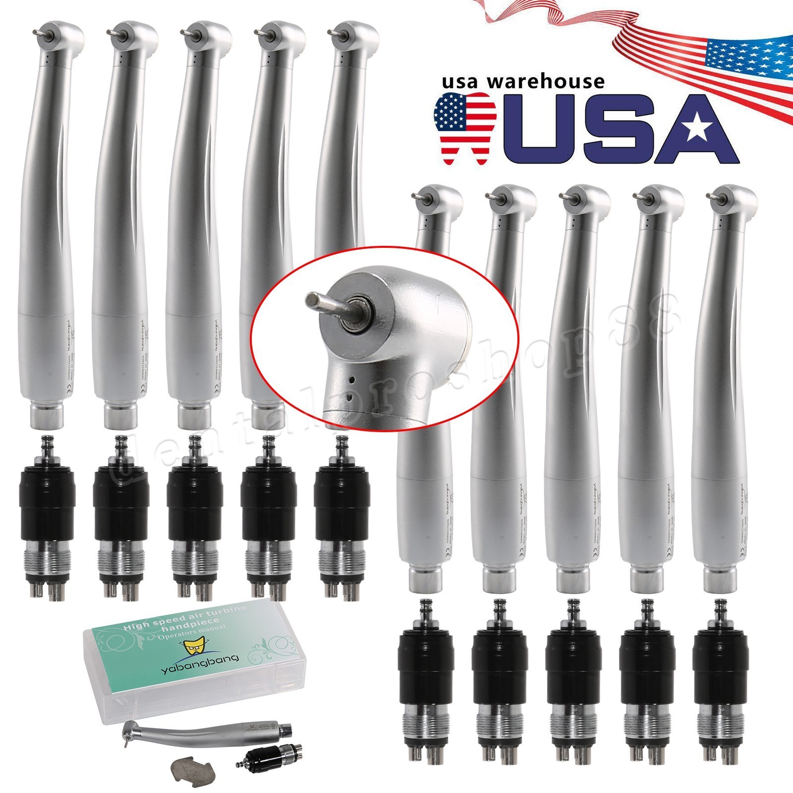 10* NSK Style Dental High Speed Turbine Handpiece W/ Quick Coupler 4 Hole YBNK4