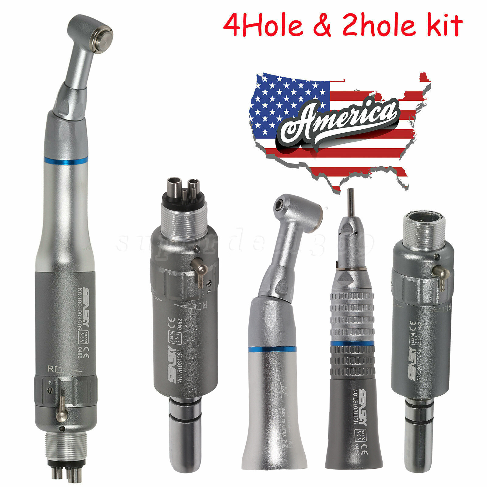 Dental low speed handpiece push button contra straight E-type motor 2/4Hole Dr