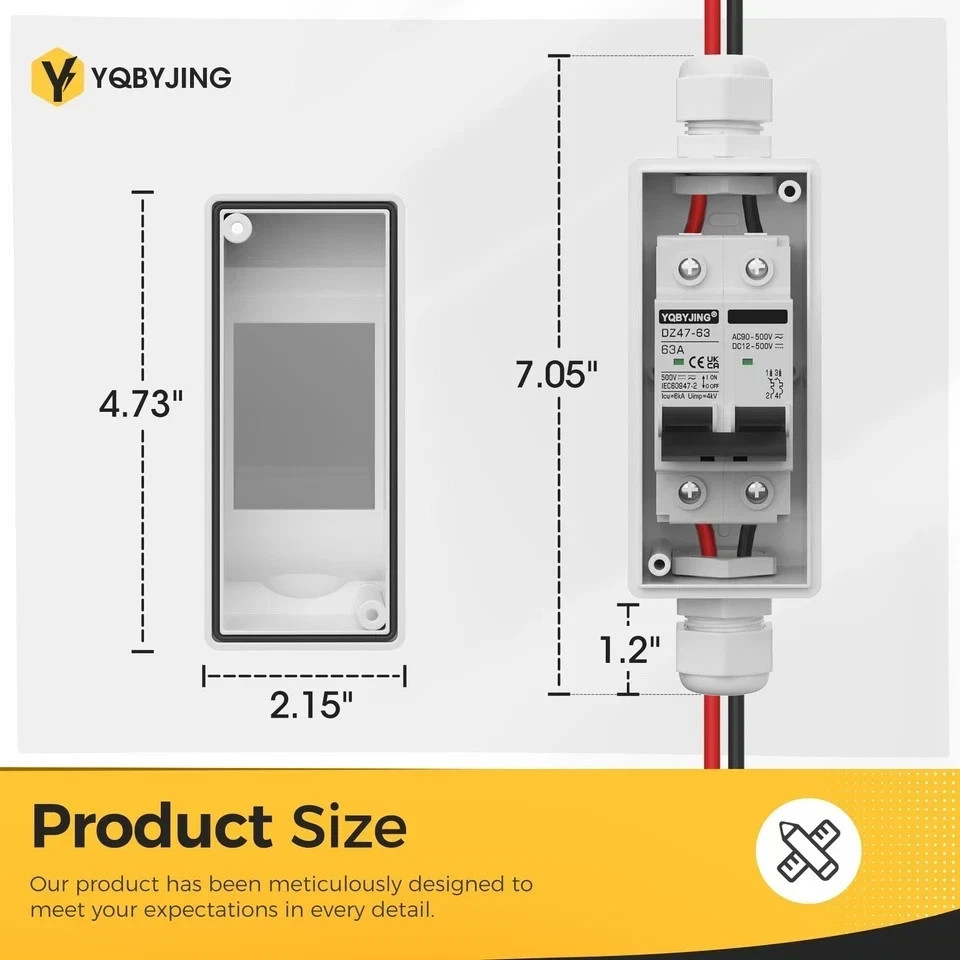 Solar Panel Disconnect Switch 63Amp DC AC Miniature Circuit Breaker 500V 2 Po…