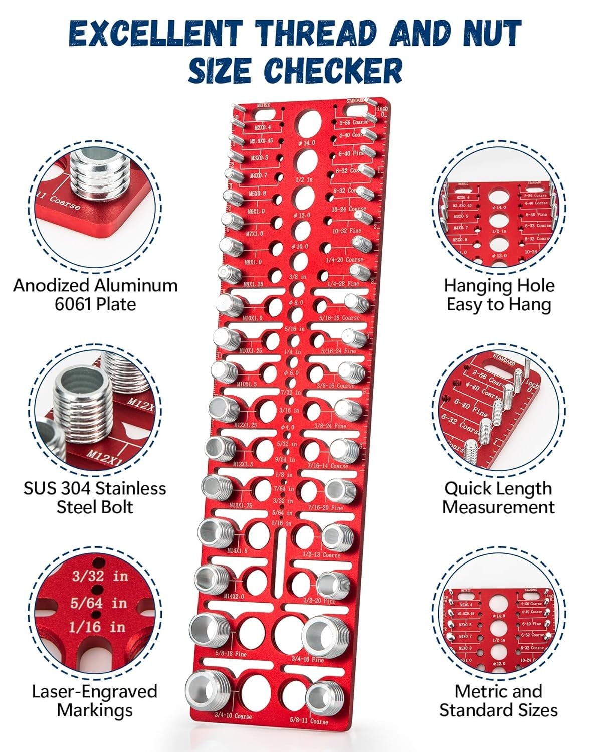 57 Nut and Bolt Thread Checker Thread Checker Standard and Metric