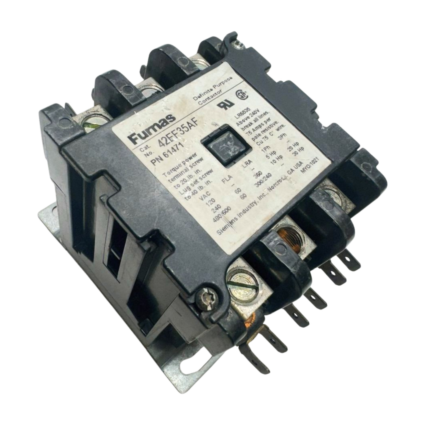 Furnas 42EF35AF Contactor, 75A, Coil 110V 50Hz, 120V 60Hz, 61471 **Please Read**