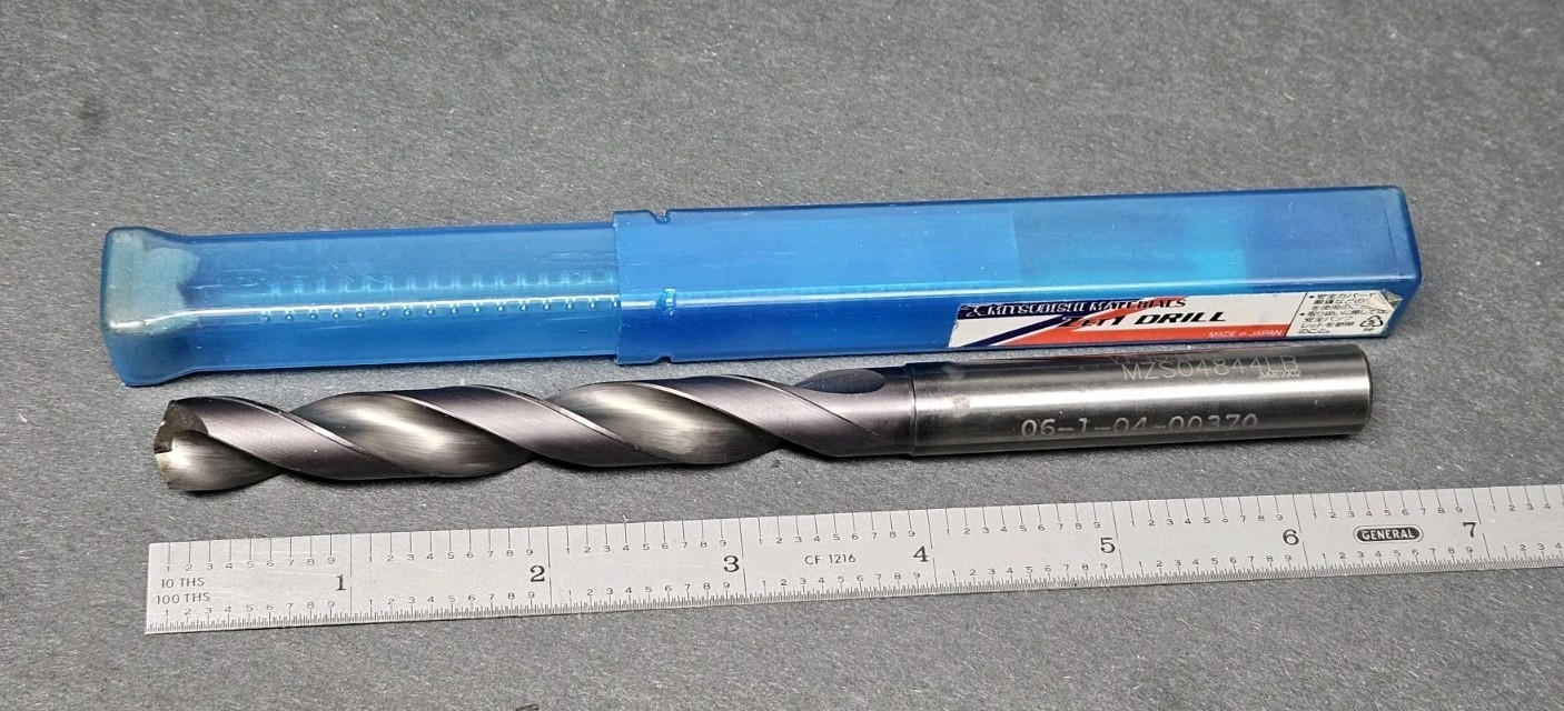 Mitsubishi 31/64″ Solid Carbide Drill ½” Sh. Coolant Th. MZS04844LB Resharpened