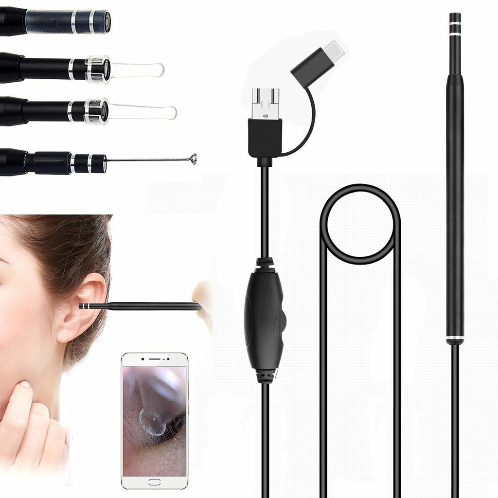 HD Ear Endoscope Otoscope LED Camera Tool Cleaning Wax Pick Cleaner Removal Kit