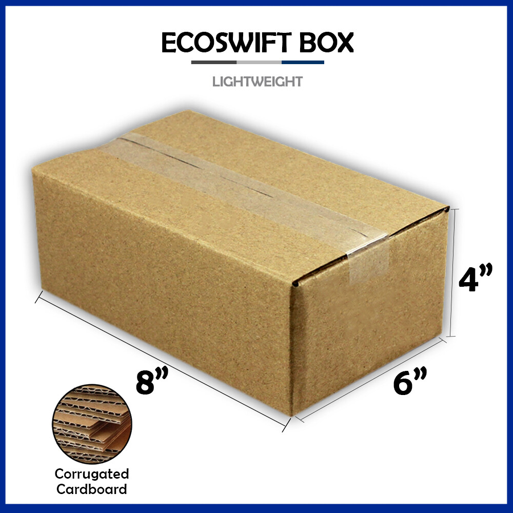 1-Box 8x6x4 “EcoSwift” Brand Cardboard Packing Mailing Shipping Corrugated
