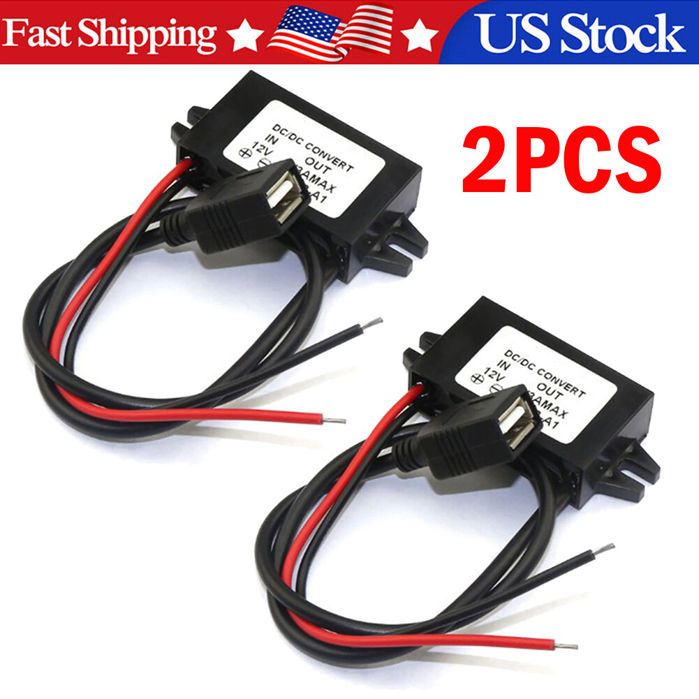 2x DC 12V to 5V 3A 15W Step down USB Converter Regulator Adapter For car Charger