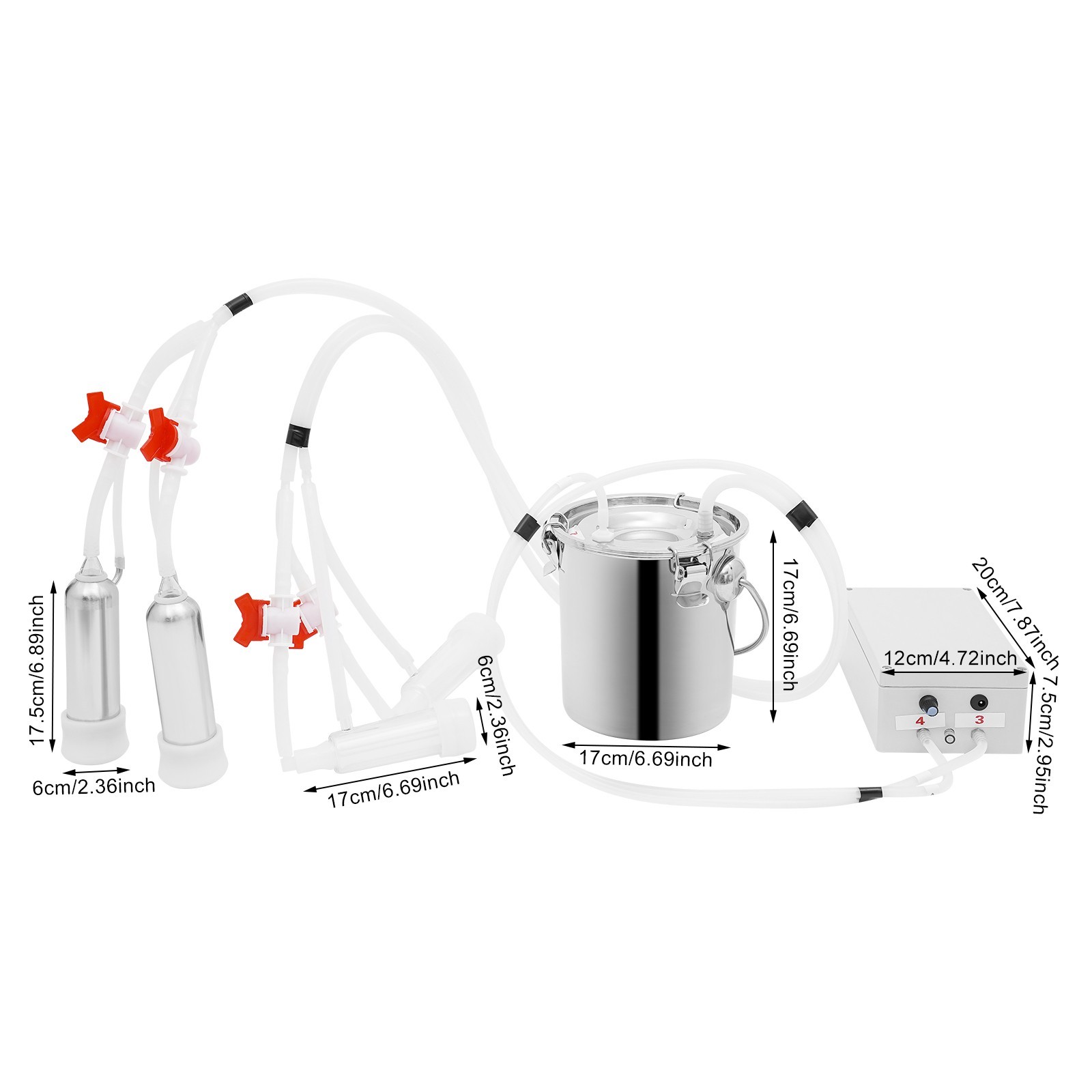 Pulsation Cow Milking Machine, Electric Cow Milker, Milking Machine with Stainle