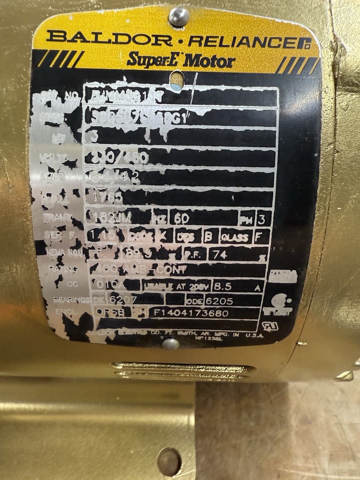Baldor-Reliance Super-E Motor EJMM3211T 3HP 230/460V 1765 RPM