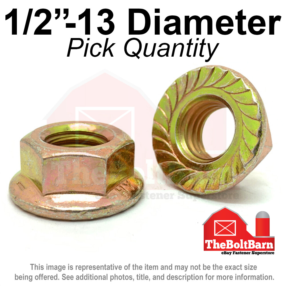 1/2″-13 Grade 8 Serrated Flange Whiz Lock Nuts Coarse Zinc Yellow (Pick Qty)