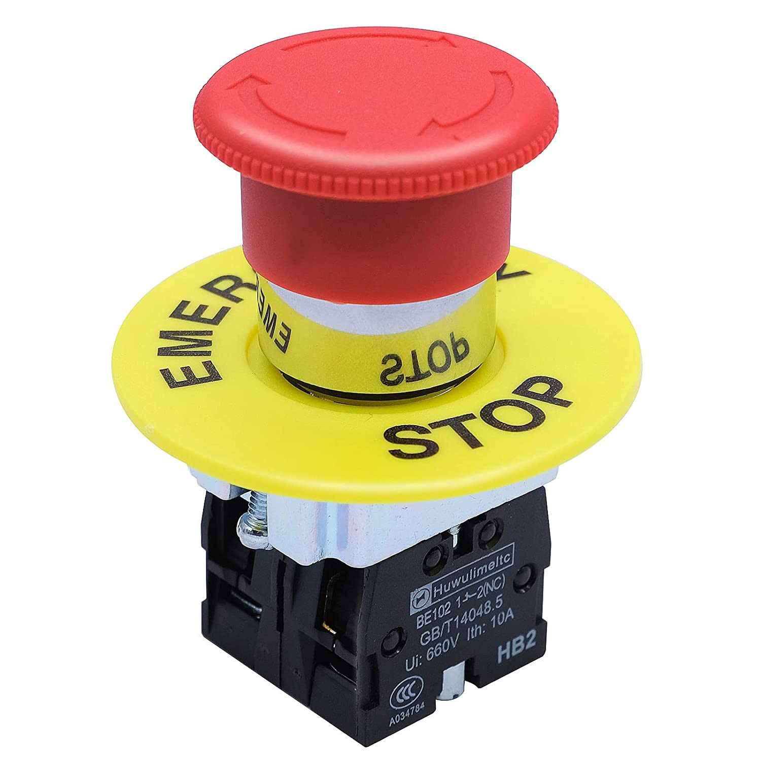 2NC 22Mm Emergency Stop Push Button Switch Red Mushroom Equipment E Sto