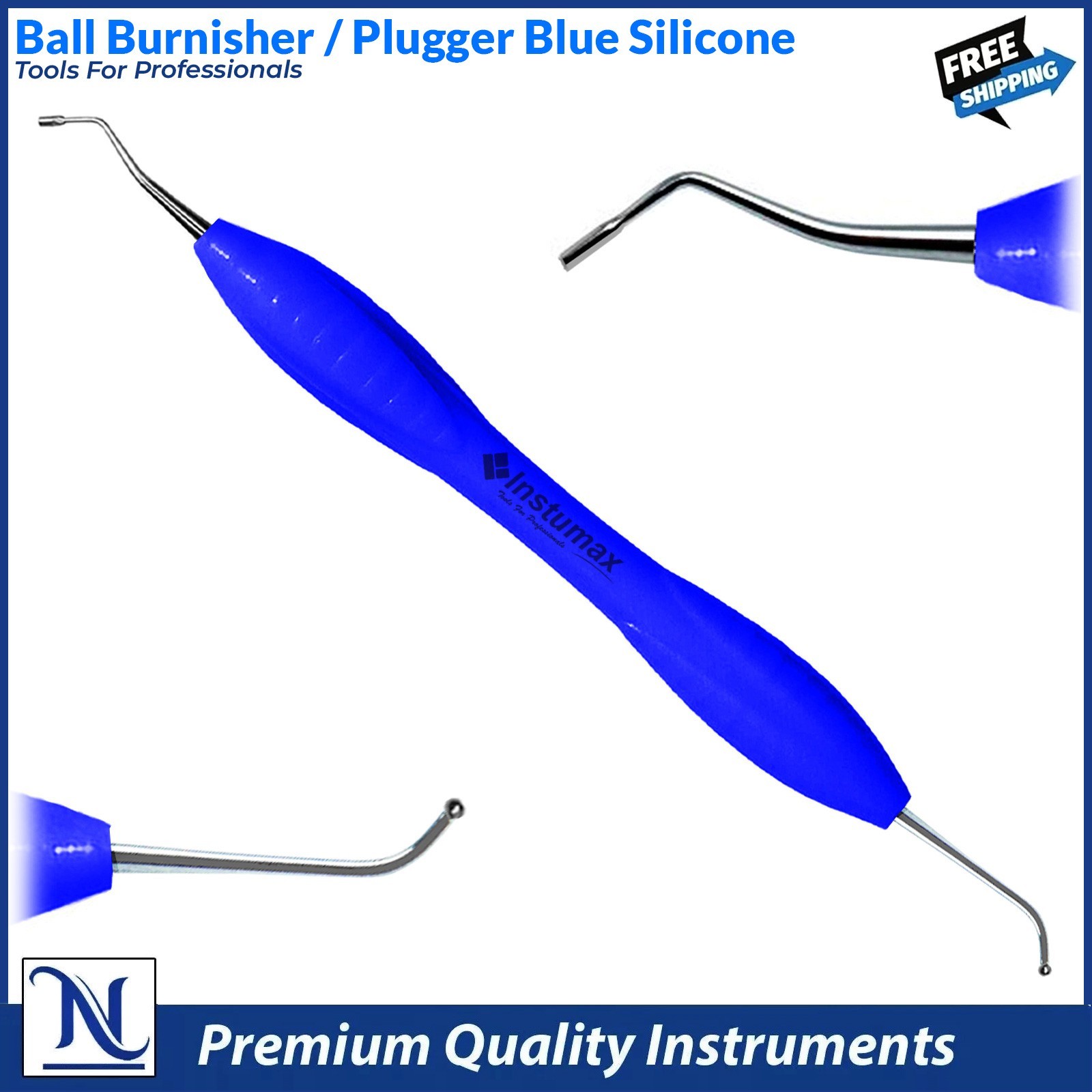 Dental Burnisher Plugger Instrument | Silicone Grip Blue Stainless Steel