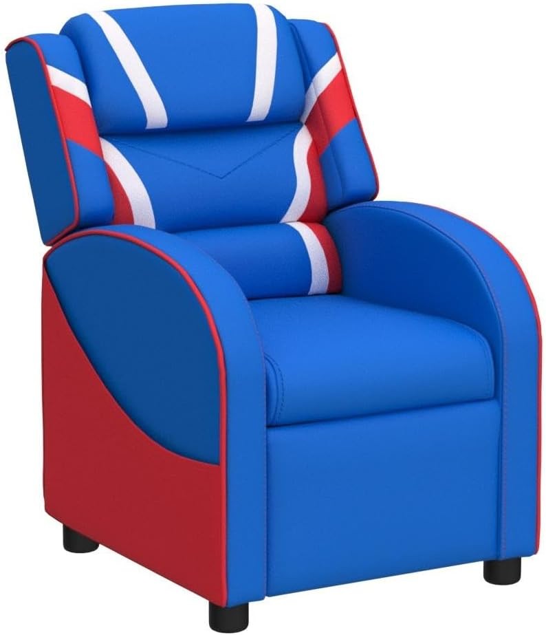 Costzon Kids Recliner Gaming Chair Footrest Headrest Blue Leather