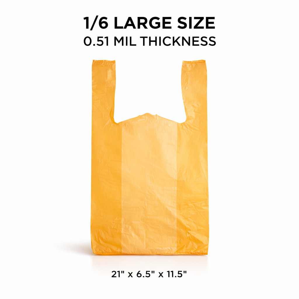 Orange Plastic T-Shirt Bags 1/6 Large 21 x 6.5 x 11.5 in 0.51 Mil