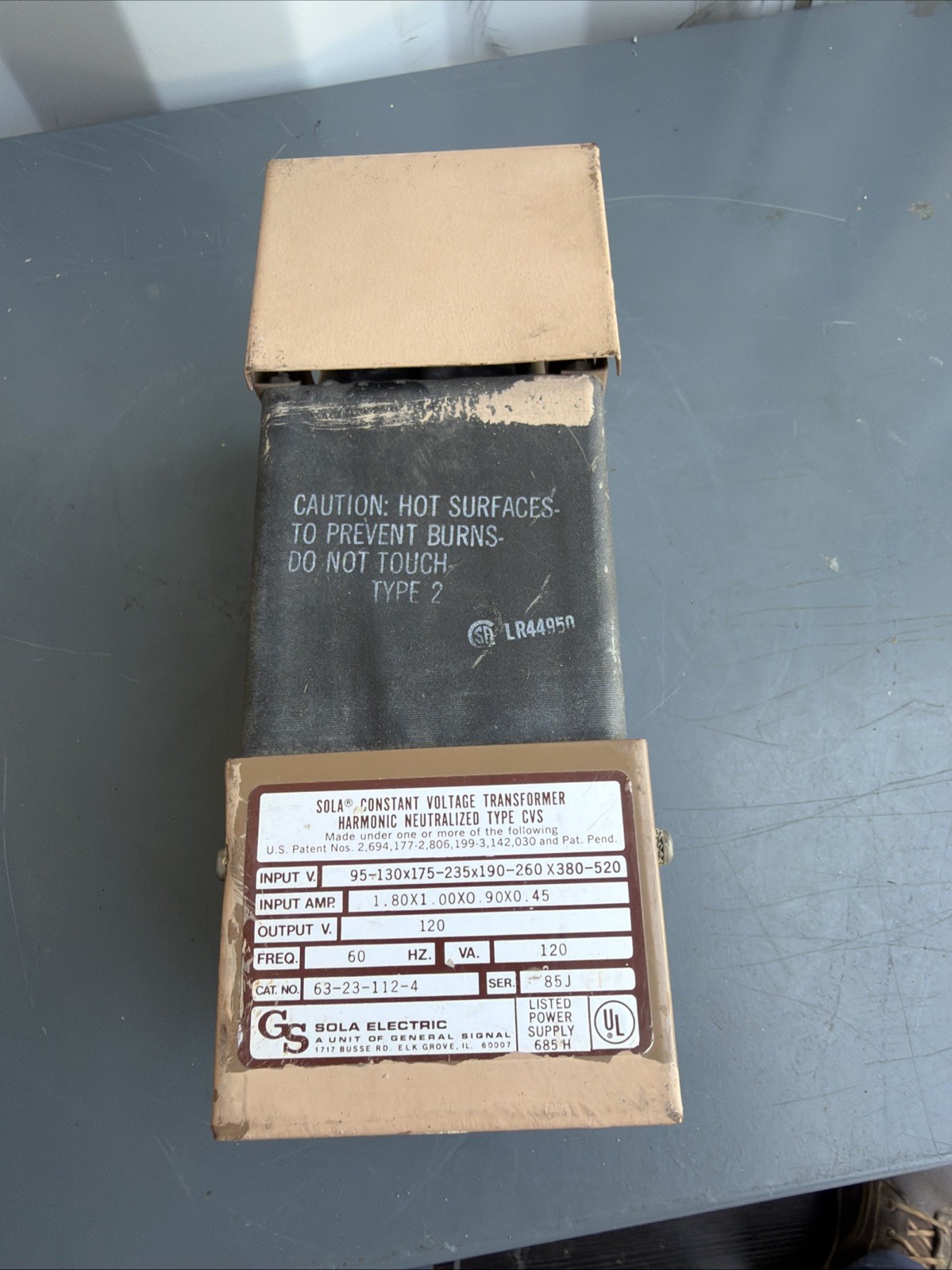 SOLA 63-23-112-4 CONSTANT VOLTAGE TRANSFORMER 120VA 120V OUTPUT