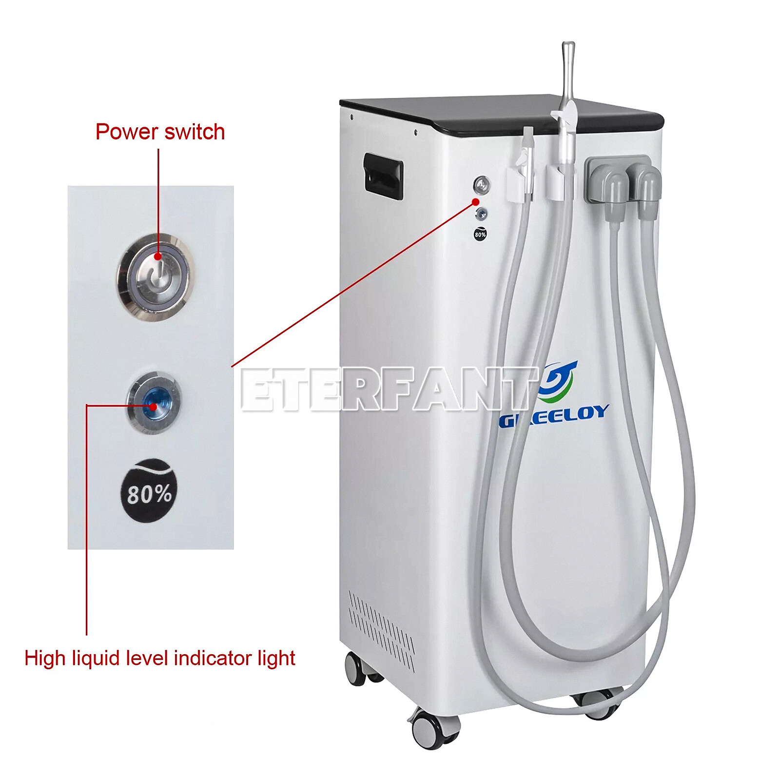 ETERFANT Mobile Electric Suction Unit/Dental Delivery Unit System Cart Treatment