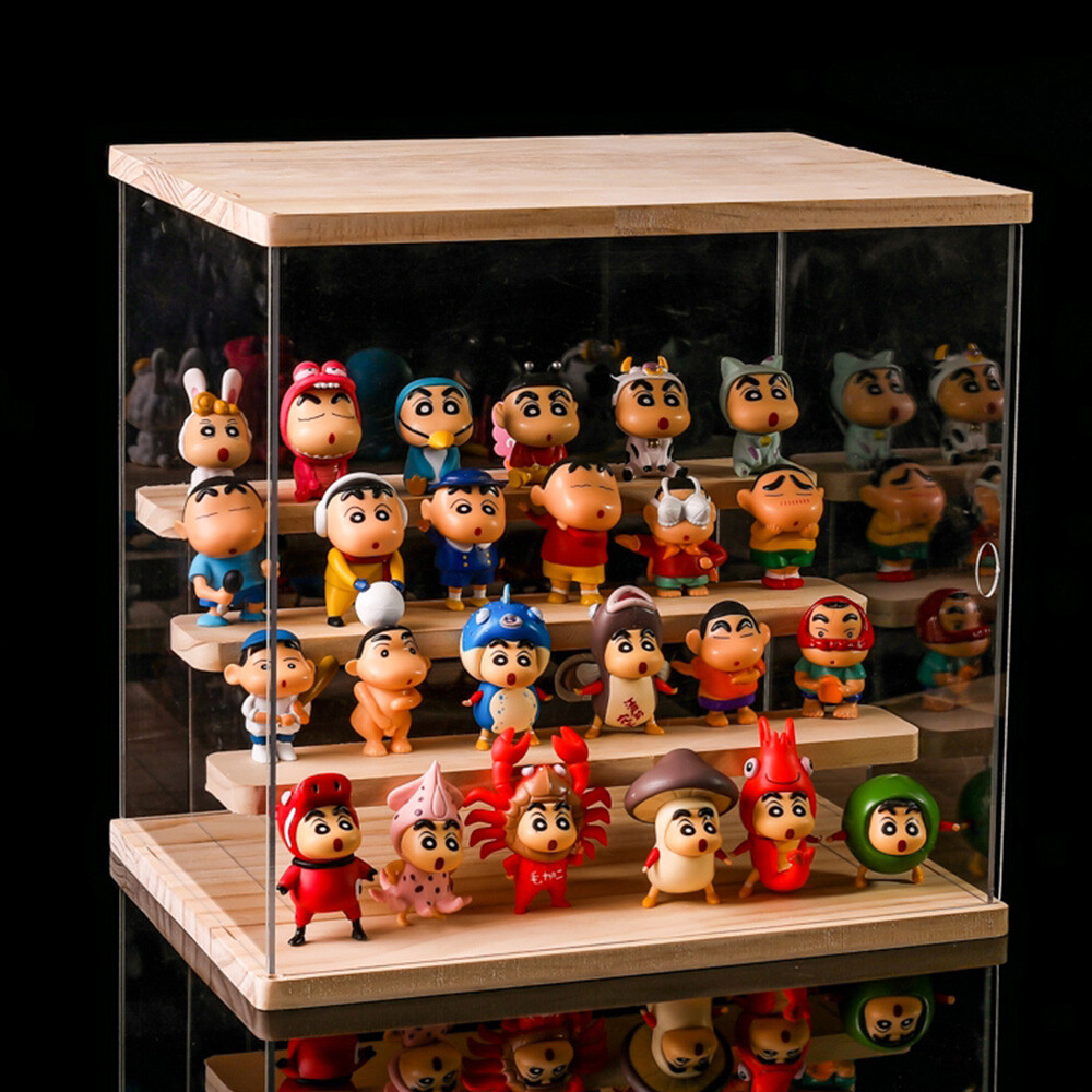 4-Tiers Large Acrylic Display Case Storage Wood Box Display Shelf 30.5 *24*26cm