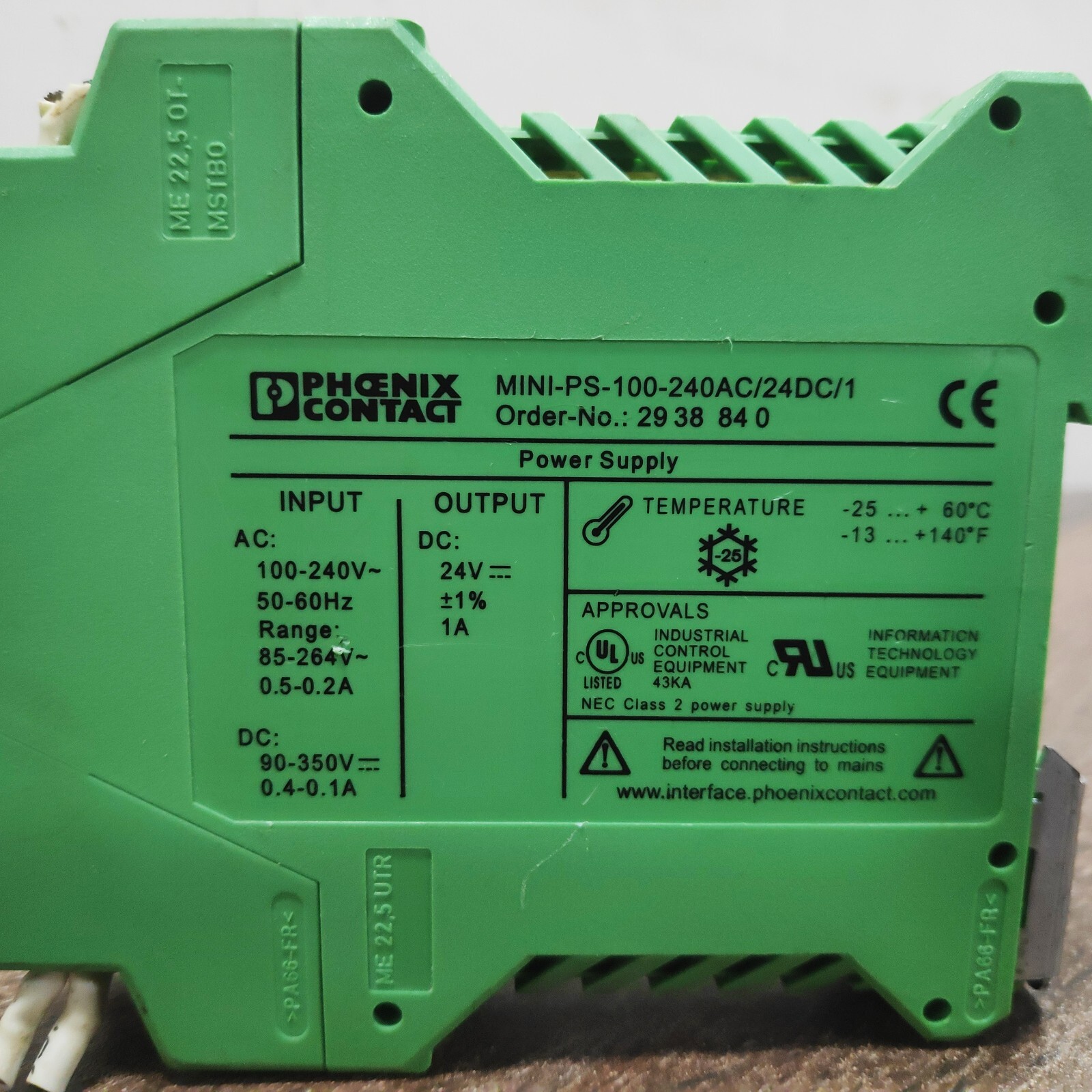 USED | PHOENIX CONTACT MINI-PS-100-240AC/24DC/1 MINI SERIES