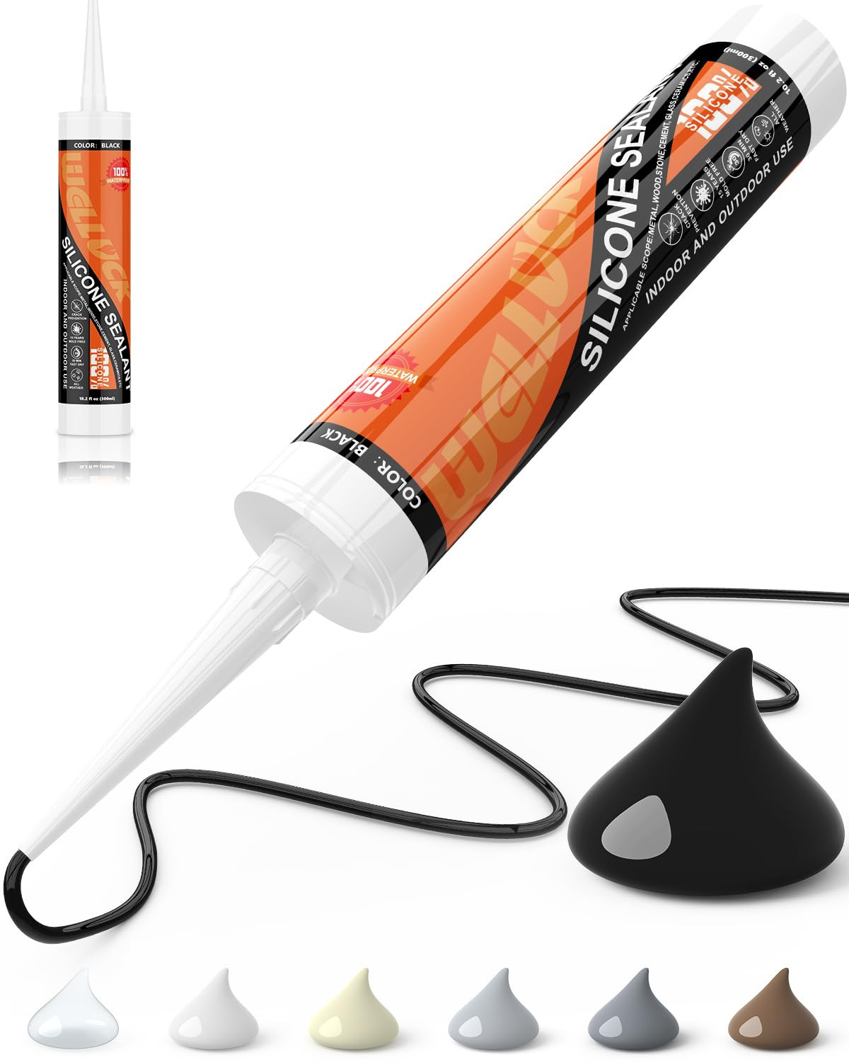 Black Silicone Caulk, 100% Waterproof Silicone Sealant Adhesive Caulking,For RV,
