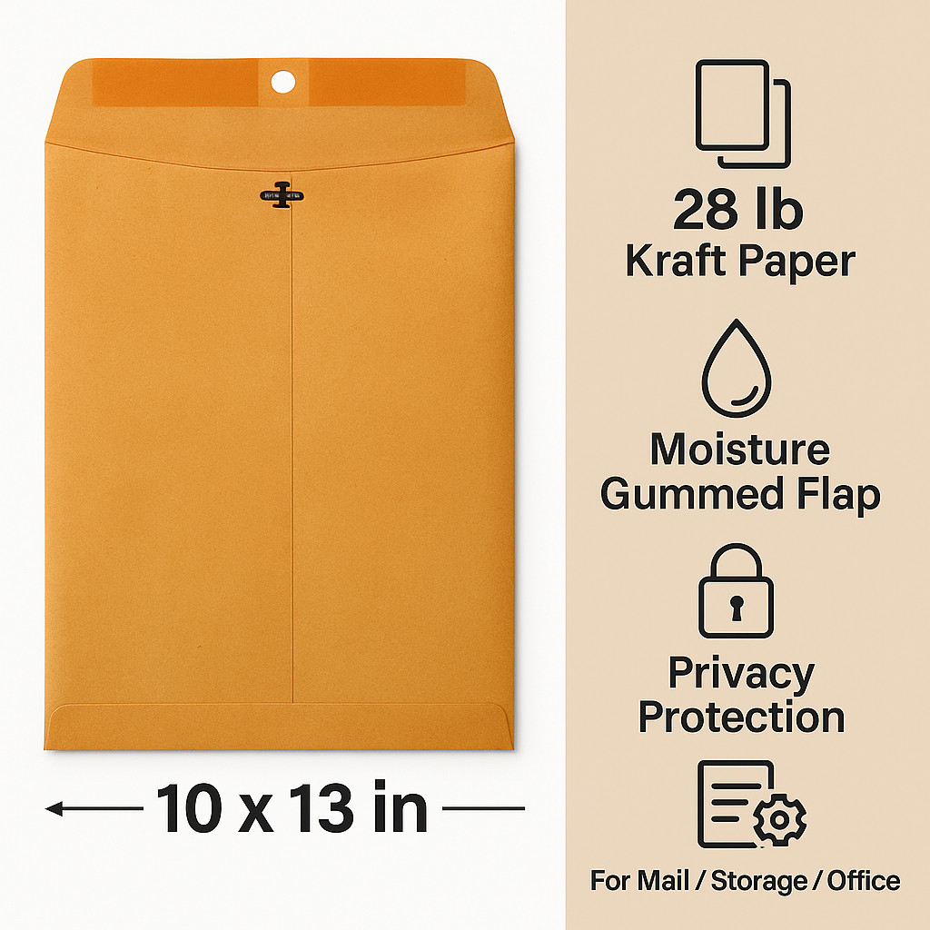 Quality Park 10×13 Kraft Clasp Envelopes #97 Brown 28lb Metal Mailing 10-300